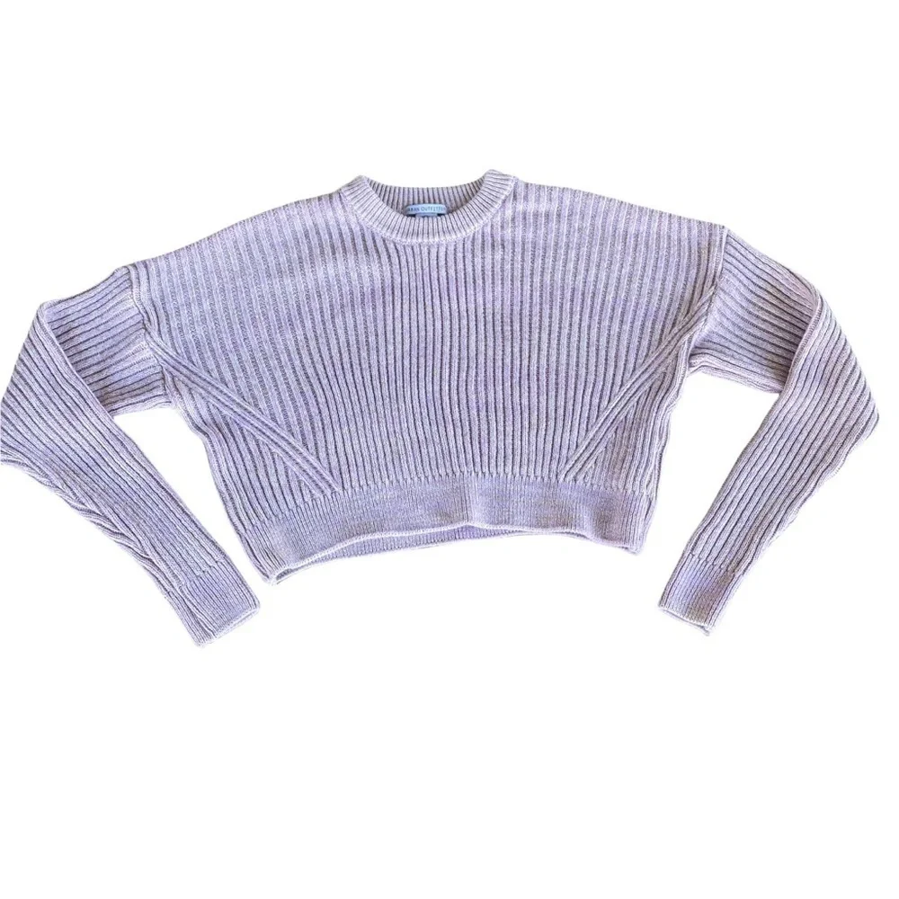 Urban Outfitters Big Sur Ribbed Knit Sweater Crop Top Soft Lilac Pink Size Med - Picture 4 of 8